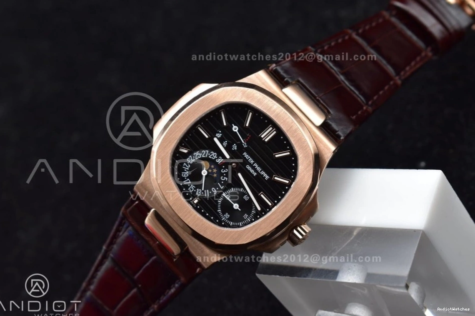 Croco Gray GRF 912 Best Brown Nautilus on 5712 Premium RG Strap SS Edition A23J Dial 0921